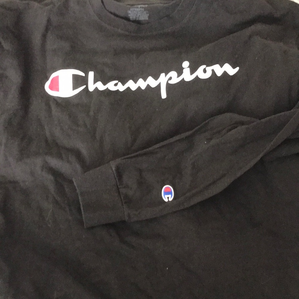 NWOT long sleeve black champion logo tee. Xl.